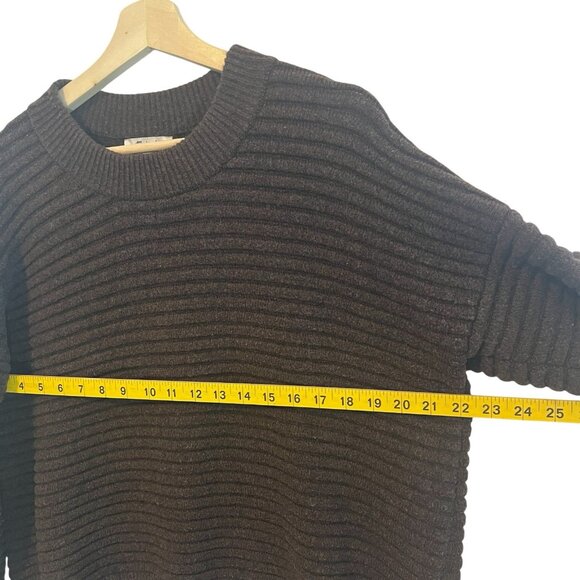 Madewell Women's Wool Blend Ribbed Sweater Medium Brown Long Sleeves Round Neck - Picture 6 of 8